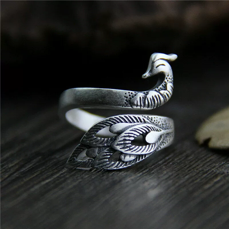 Creative retro Phoenix, adjustable ring, peacock
