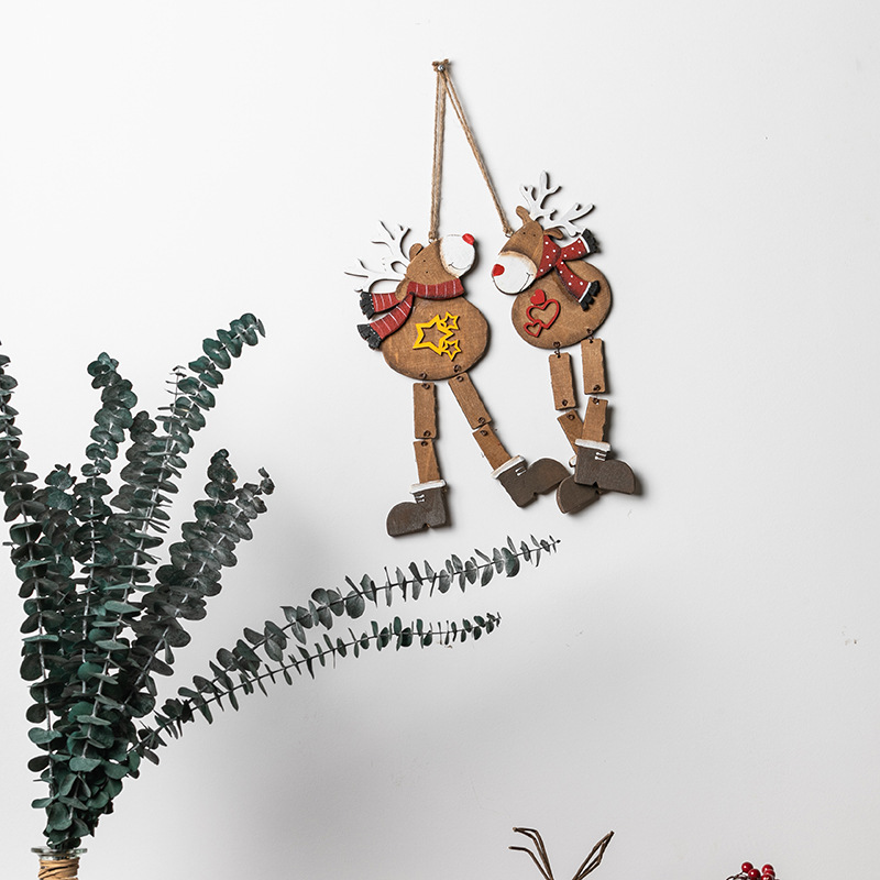 31cm pie colgante alce de Navidad ciervo colgante decoración de madera de Navidad Chuangyi colgante para el hogar