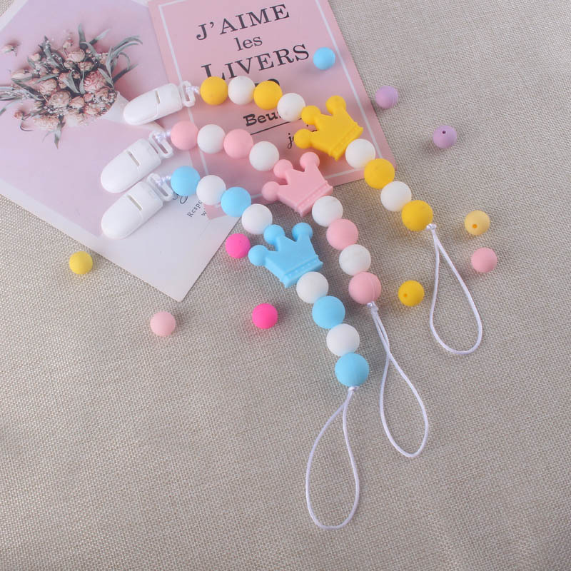 Suministros para bebés calmante clip de chupete de silicona bebé anti-gota cadena cuentas de silicona Cadena de chupete Comercio exterior Amazon Venta caliente