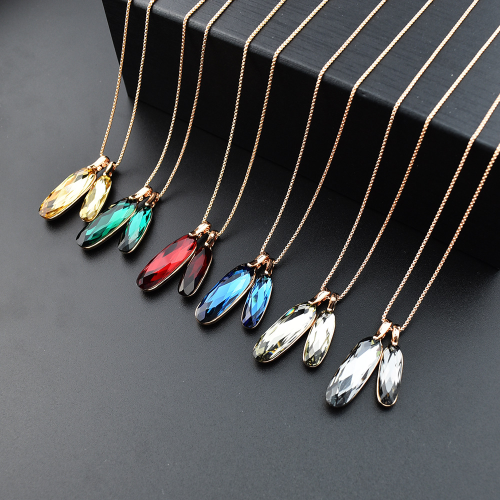 New Fashion Crystal Earrings Necklace Micro-set Zircon Multicolor Crystal Bracelet Nihaojewelry Wholesale display picture 1