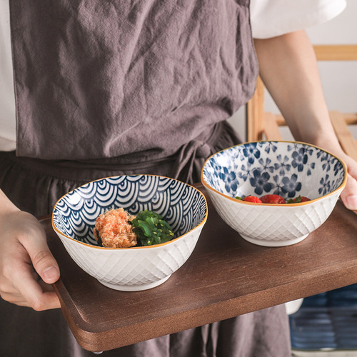 日式碗和风家用5英寸饭碗米饭碗陶瓷碗餐具个性创意拉面碗甜汤碗