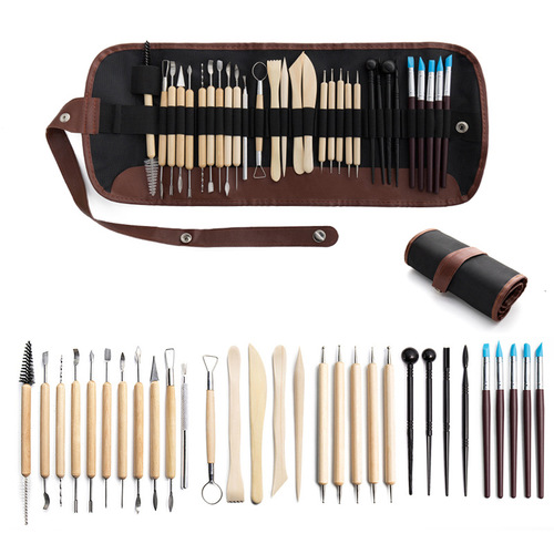 Ceramic tools 30-piece set soft clay clay sculpture carving knife silicone indentation dot drill pen DIY clay tools