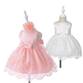 626套装-宝宝满月礼服裙女童baby婴儿公主裙连衣裙婚纱蕾丝裙套装