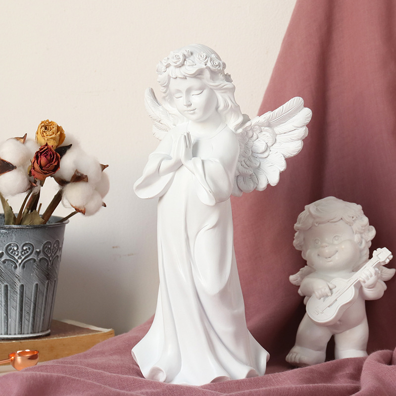 Nordic Wind Angel Sculpture Resin Decora...