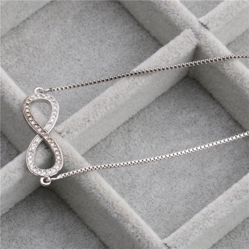 Mode Simple Collier En Cuivre 8 Mots Infini Amour Micro-ensemble Collier En Zircon En Gros Nihaojewelry display picture 4