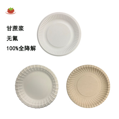 9inch甘蔗浆无氟100%全降解餐具环保一次性可降解餐具堆肥圆盘|ru