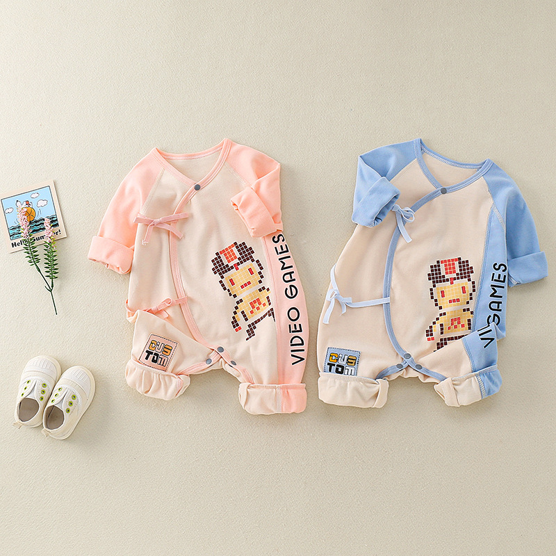 婴幼儿连体衣2020春秋新生儿长袖爬爬服男女宝宝卡通印花哈衣服饰