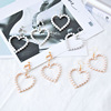 Japanese retro earrings heart shaped heart-shaped with bow from pearl, Korean style