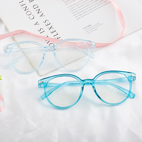 New Style Mirror-Frame Transparent Blue Light Blocking Non-Prescription Glasses, Korean Style Fashion Retro Versatile PC Frame Men's and Women's Cross-Border Sunglasses
