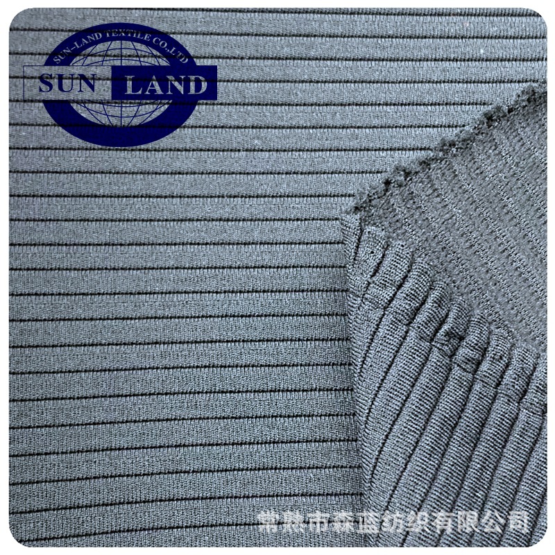 供应 冬款面料粗条涤氨楼梯布纬编针织布 粗纹弹力楼梯布