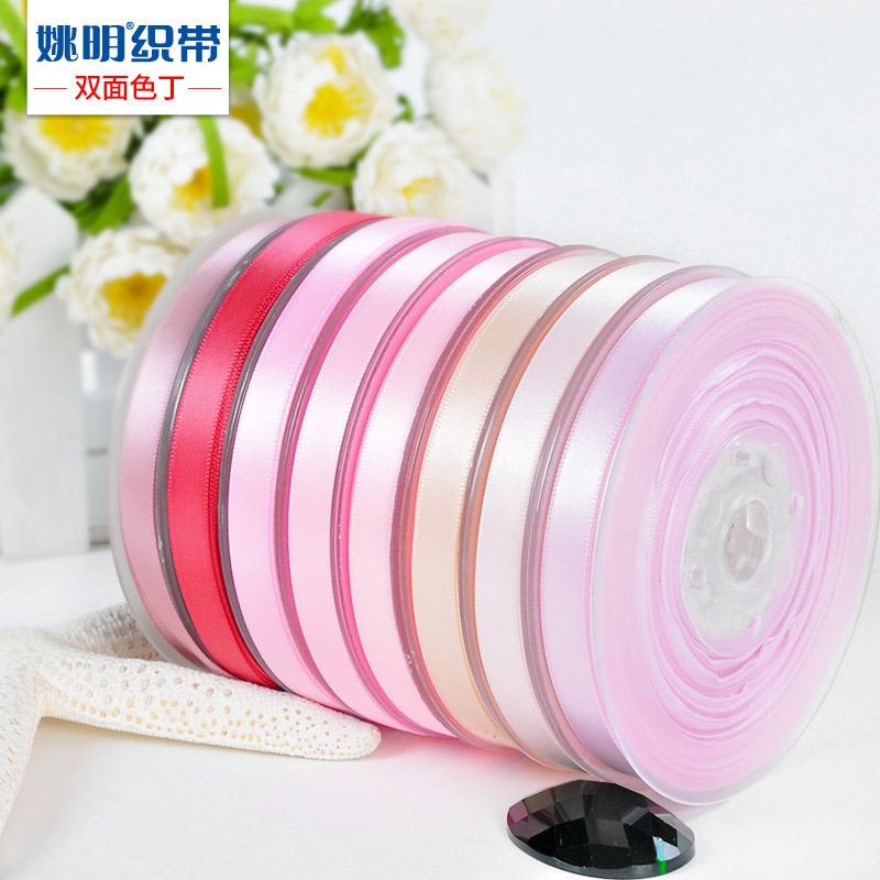 Yao Ming cinta material de satén de doble cara accesorios para el cabello de la boda cinta hecha a mano diy100mm Rojo serie 156-183