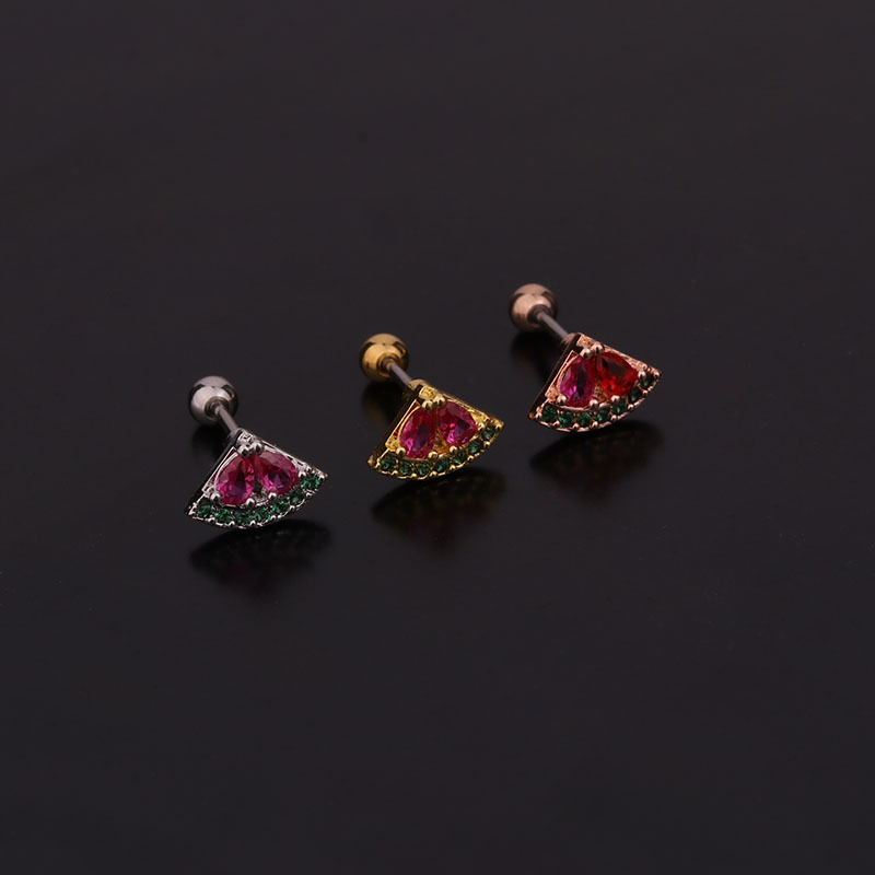 Ear Cartilage Rings & Studs Fruit 316 Stainless Steel  Copper Inlaid Zircon display picture 8