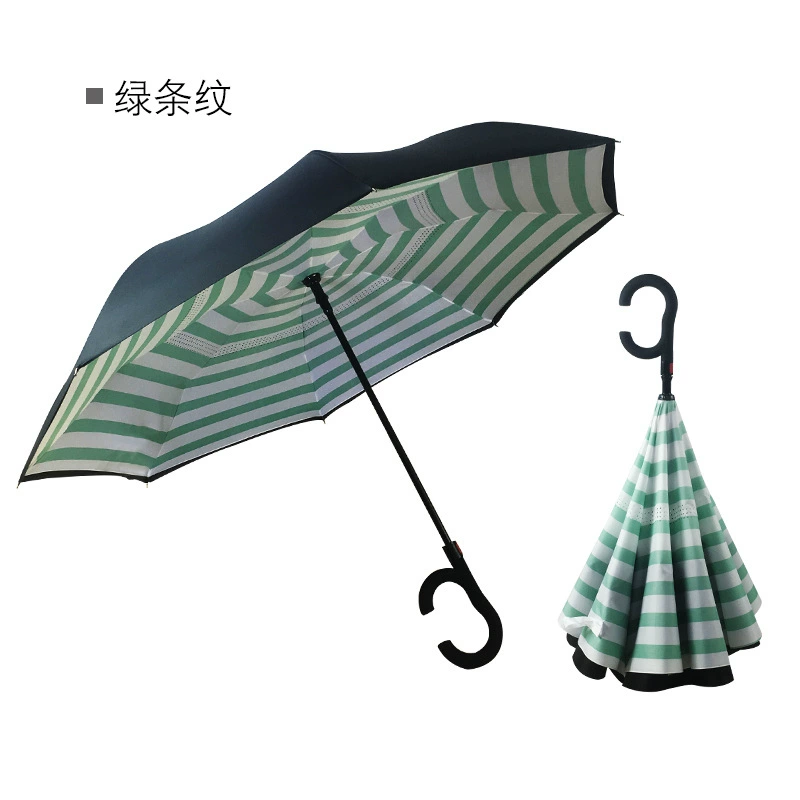Creative double -layer C -type automatic reverse umbrella avoiding the sun umbrella car fixed rod reverse umbrella ads reverse umbrella