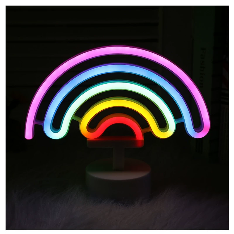 Rainbow neon LED sign, wall‑hung or tabletop, multicolour, 0.5 kg