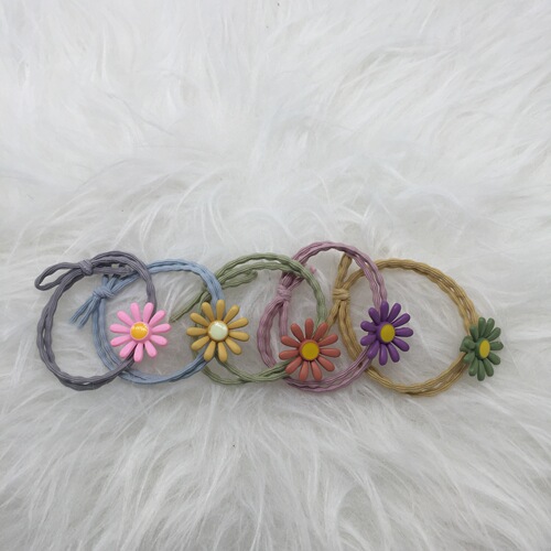 Fresh little daisy hair tie, chrysanthemum hair rope, girl heart rubber band, sweet and versatile contrasting color hair ring manufacturer wholesale