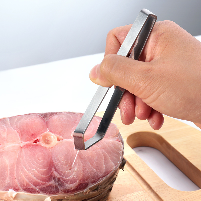 Stainless Steel Fish Bone Clip Flat Mouth Oblique Mouth Hair Plucking Clip Kitchen Salmon Bone Clip Pig Hair Clip Tweezers Hair Plucking Device