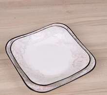 新中式牡丹花色8英寸如意盘方八角盘釉中彩印花陶瓷餐具碗盘