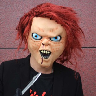 Halloween horror zombie mask ghost doll soul movie props Chihuahua latex mask ghost doll mask