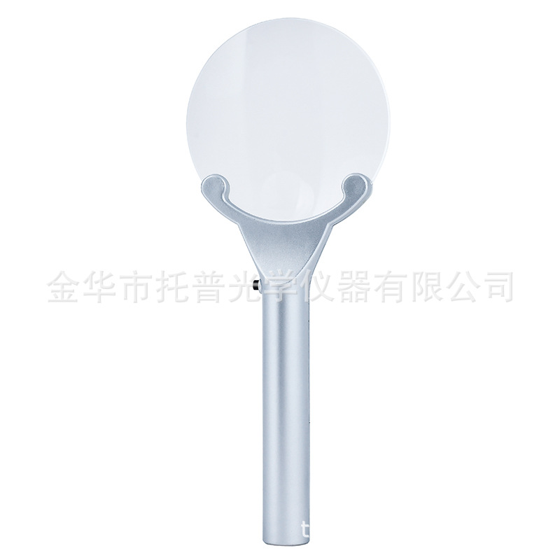 Handheld plastic magnifying glass with light