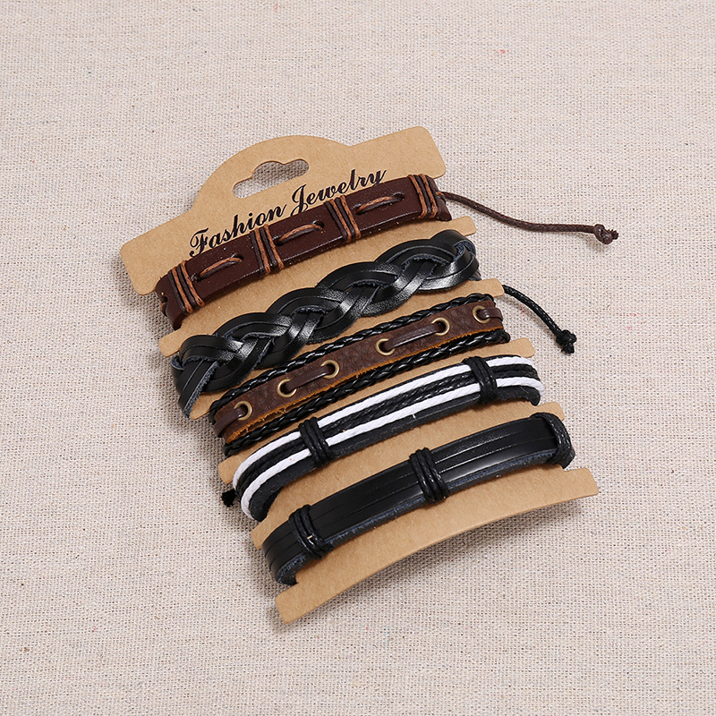 Retro Woven Bracelet Cross-border E-commerce  Diy Cowhide Bracelet Jewelry Wholesale display picture 4