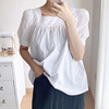 方领灯笼袖雪纺衫女2020夏季新款女装宽松休闲上衣小衫批发8387|ms