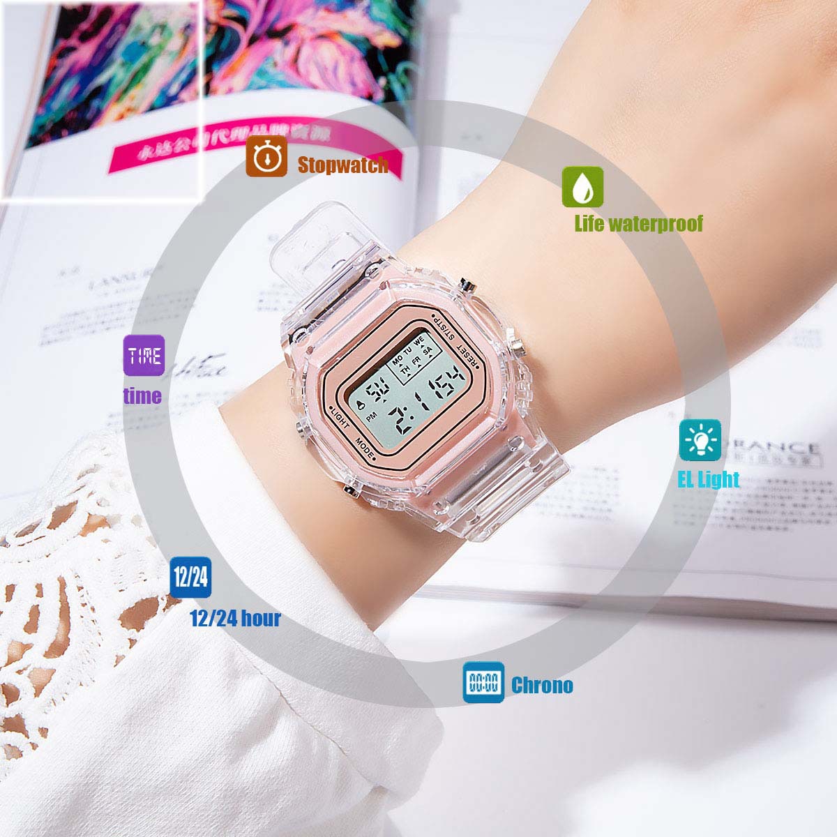 Casual Solid Color Hook Electronic Kids Watches display picture 1