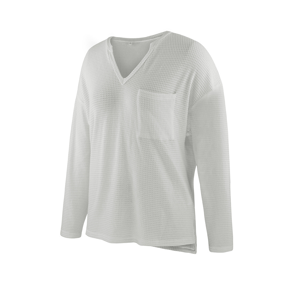 simple solid color V-neck blouse  NSDY28134