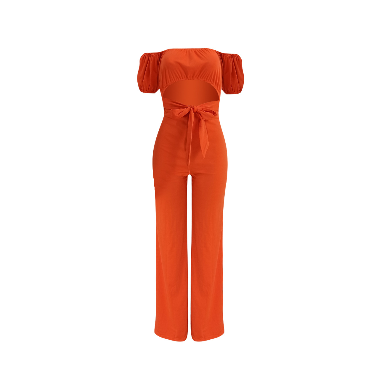 solid color one-shoulder wide-leg jumpsuit Nihaostyles wholesale clothing vendor NSYDF73376