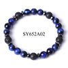 Cross -border Wish source manufacturers direct selling red, yellow, blue, colorful tiger eye stone black separated volcanic stone bracelets