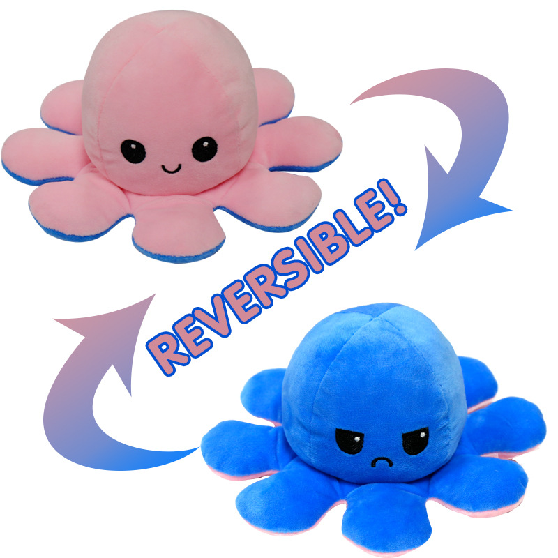 hot sale flipped octopus dolls double-sided expression flipped octopus vibrato small octopus toys NSNO4327