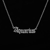 Glossy accessory, zodiac signs stainless steel with letters, necklace, pendant, chain for key bag 