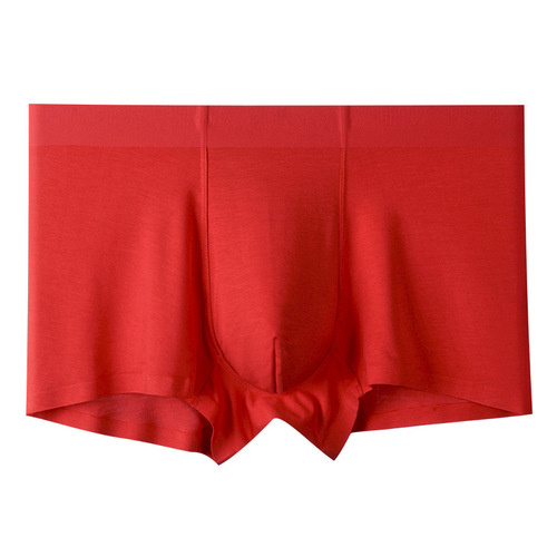 Graphene Men's Underwear Seamless Solid Color Modal Underwear Men's Simple Boxer Briefs Red Underwear One Piece Dropshipping
