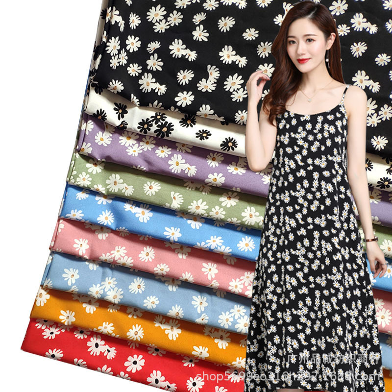 Daisy Chiffon Print 100D Four-sided Elastic Chrysanthemum Print Dress Shirt Printed Fabric