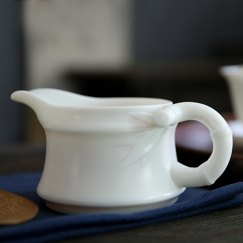 Winjiang Dehua ovejas grasa Jade porcelana blanca Kung Fu accesorios de té cerámica taza de té accesorios de vidrio de mar dispensador de té taza promedio