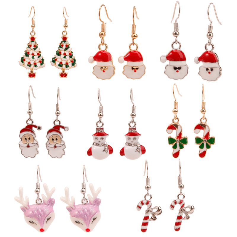 Fashion Santa Claus Christmas Socks Bell Epoxy Alloy Earrings display picture 12