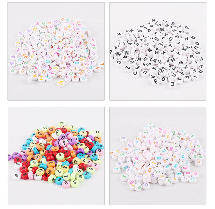 100 Pieces 4 * 7mm Hole 1~1.9mm Arylic Letter Number Beads display picture 3