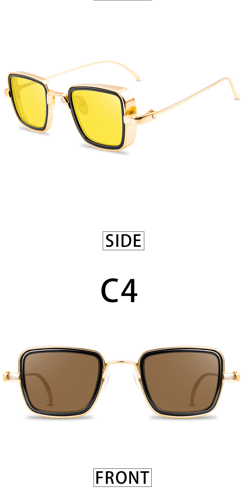 نمط خمر اللون الصامد تيار متردد مربع اطار كامل الرجال النظارات الشمسية display picture 2