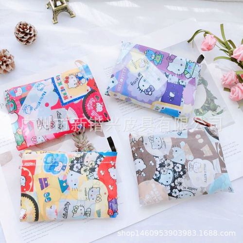 Large Corner Melo Pudding Polyester Two-in-One Folding Cartoon Shopping Bag Doll Environmental Bag