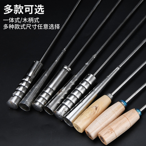 Stainless steel wooden handle meat hook, meat hook, long handle meat hook, meat hook, barbecue hook, stewed meat hook, pork hook