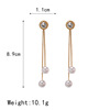 Universal long earrings from pearl, zirconium, simple and elegant design