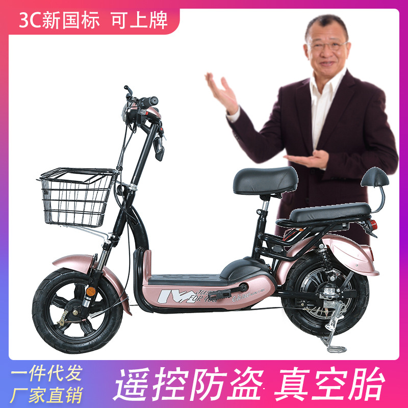 国标一代欢乐豆款电动车48v电瓶车双人电动自行车两轮成人电瓶车