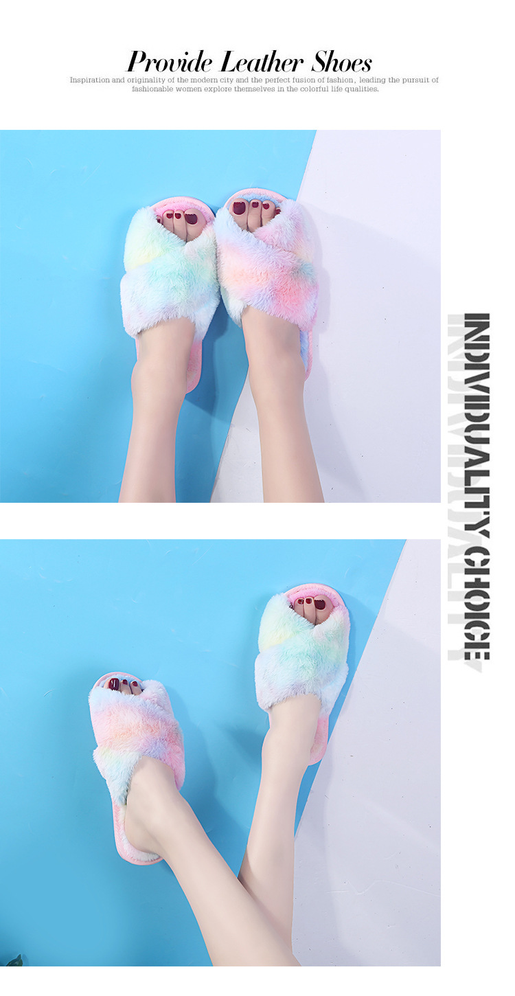 Color-Blocking Plush Slippers NSKJX74766