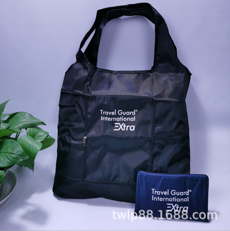 五分格 折疊購物袋 滌綸拉鏈包休閑卡通環保收納錢包式手提袋定制