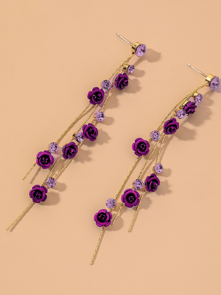 Earrings Classification Ethnic Style Flower Diamond Alloy Artificial Gemstones Earrings