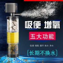 鱼缸过滤器循环泵系统一体增氧家用小型免换水净水三合一潜水吸粪