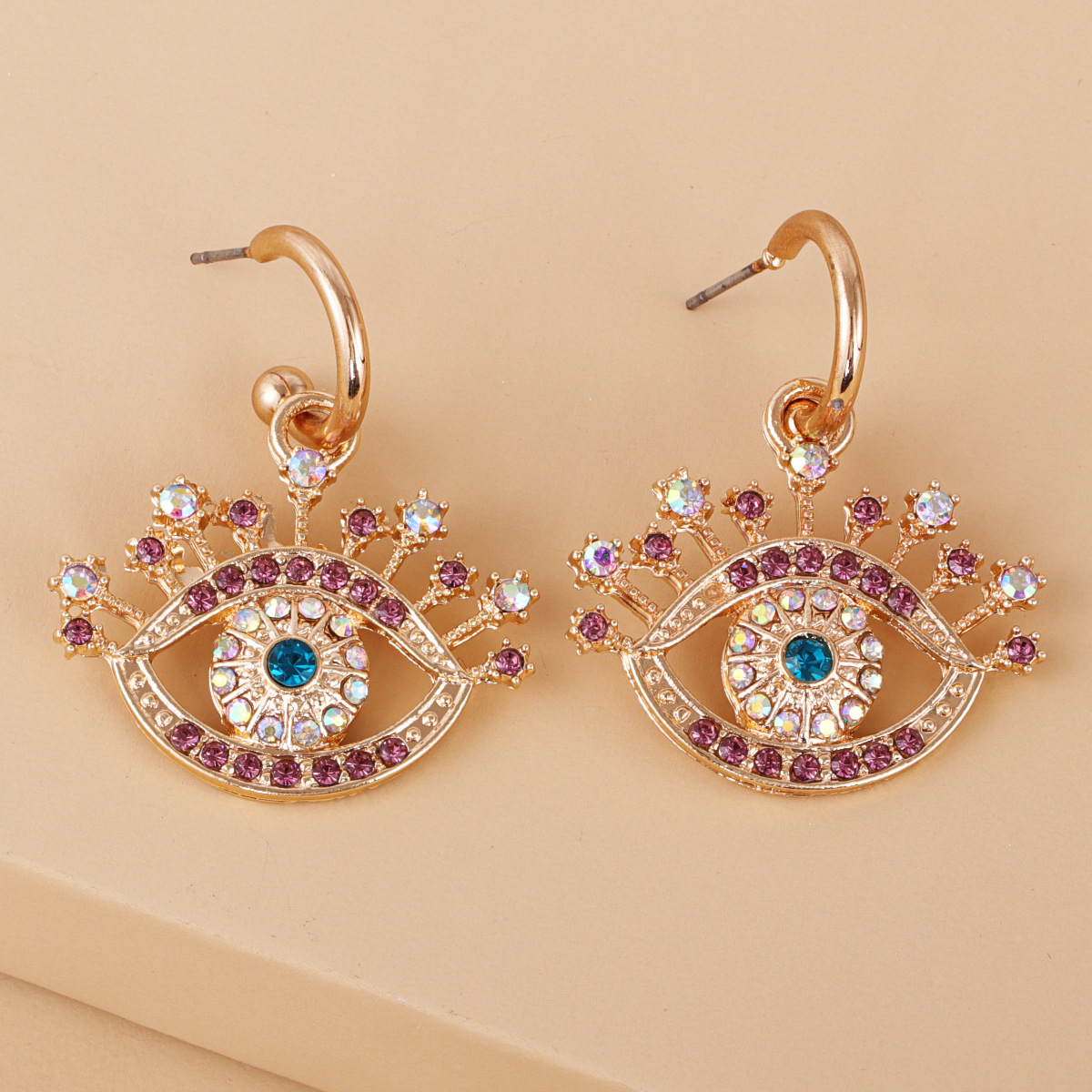 Boucles D&#39;oreilles Sauvages Yeux De Diamant Couleur Mode display picture 7