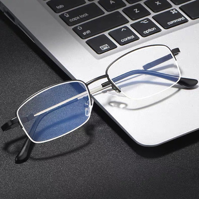 老花镜智能变焦男远近两用超轻记忆钛半框多焦点防蓝光花镜女高清|ru