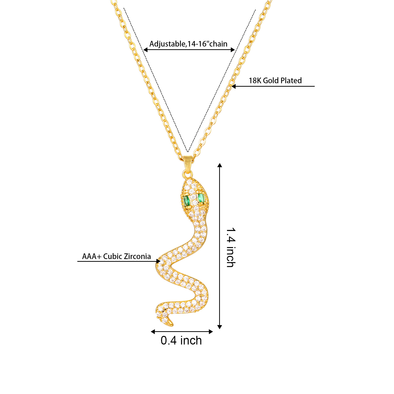 Fashion Personality Snake-shaped Pendant Copper Inlaid Zircon Necklace display picture 2