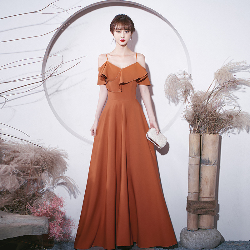 Bridesmaid Dress with Fairy-Like Elegance, 2026 New Autumn Satin Sister Group Wedding Dress, Can Be Worn Casually as Evening Dress