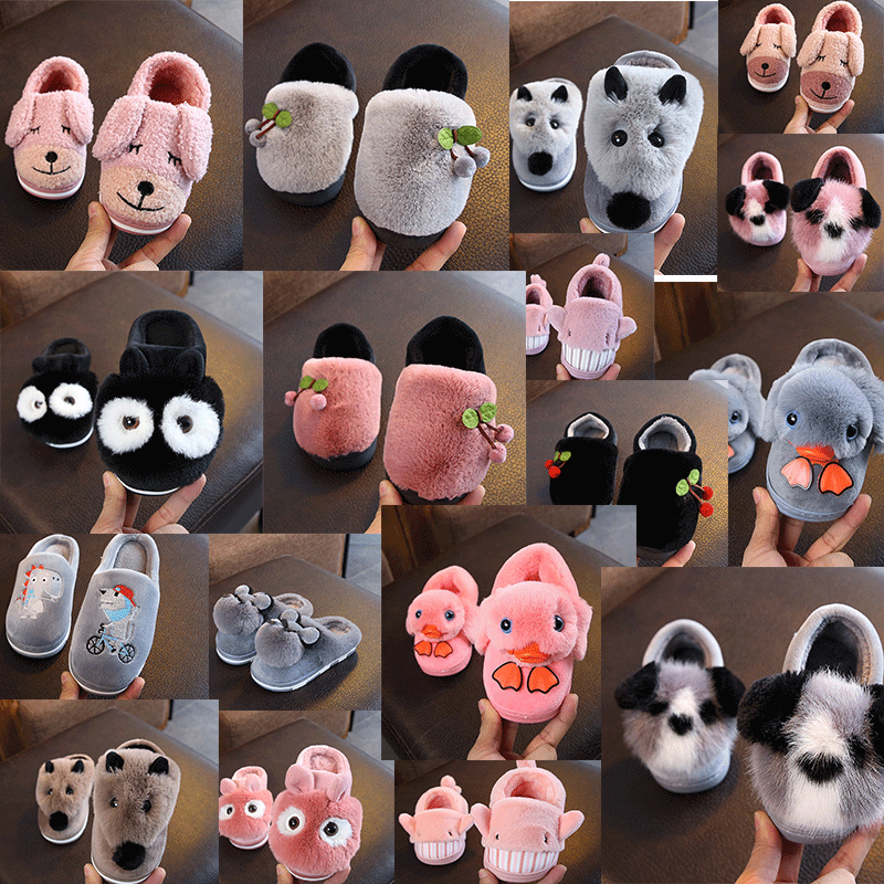 Children's cotton slippers warm winter non-slip baby cotton shoes with clearance processing style a lot of super good quality